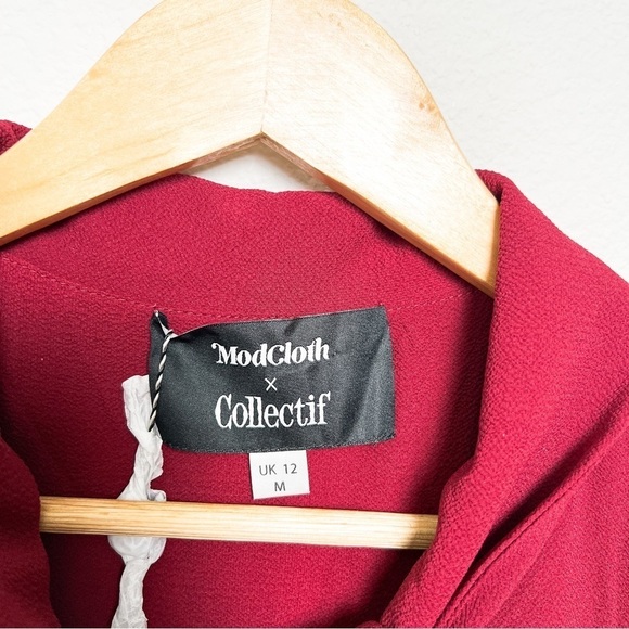 NWT ModCloth x Collectif London Wine Retro Suzette Swing Midi Dress medium UK 10 - Picture 8 of 10